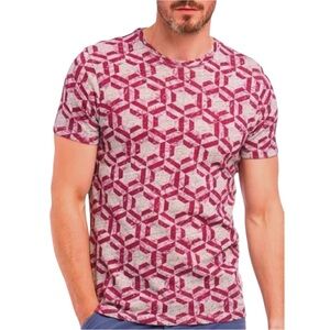 Ted Baker Mitch Mens Tee Top Size S Cotton Geo Floral Crew Neck Casual Bold Gray